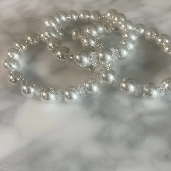 Silver hematite & diamond cut clear quartz bracelet - Picture 5 of 5